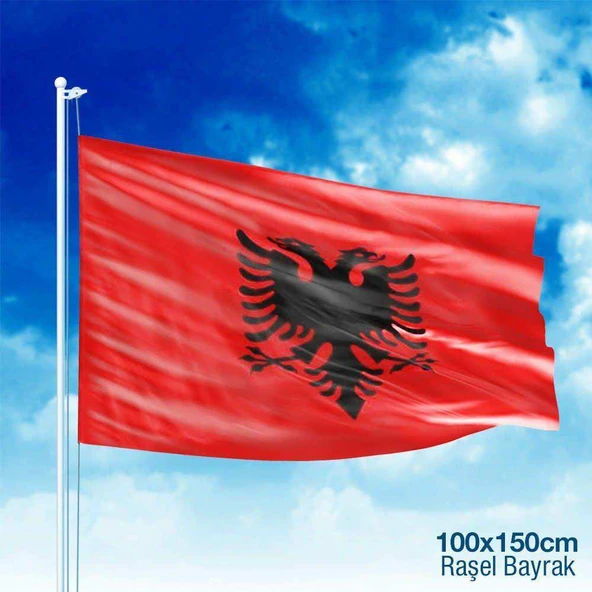 Arnavutluk Bayrağı Çift Başlı Kartal - Bayrak - 100x150 cm (1 metre x 1,5 metre) ürün görseli 1
