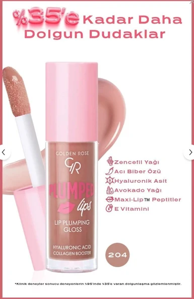 Golden Rose Plumped Lips Lip Plumping Gloss No: 204 ürün görseli 1