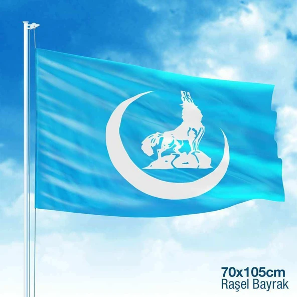 Bozkurt Hilal Mavi Sancak Bayrak MHP (70x105 CM) Raşel Kumaş ürün görseli 1