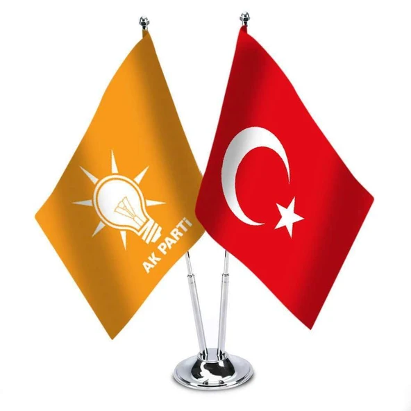 Turuncu Ak Parti ve Türkiye - Saten Masa Bayrağı ürün görseli 1