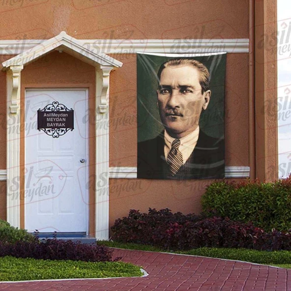 Takım Elbiseli Gazi Mustafa Kemal Atatürk Portre - Poster Bayrak 100x150 cm ürün görseli 1