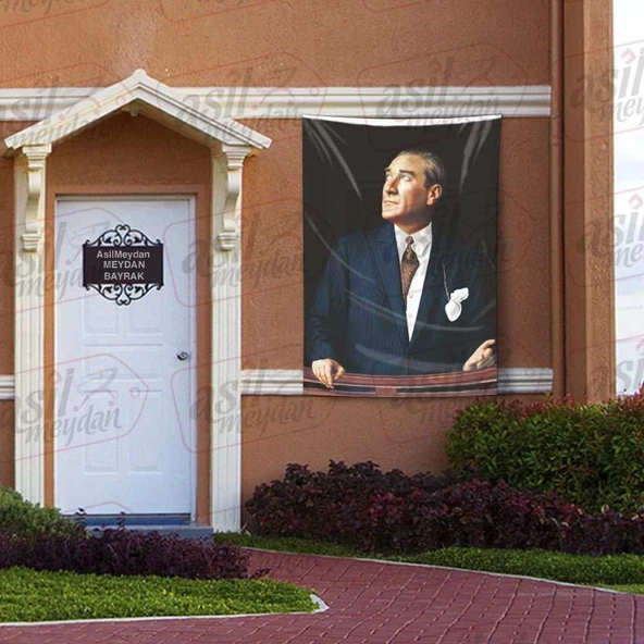Takım Elbiseli Sivil Göğe Bakan Gazi Mustafa Kemal Atatürk - Poster Bayrak 100x150 cm ürün görseli 1