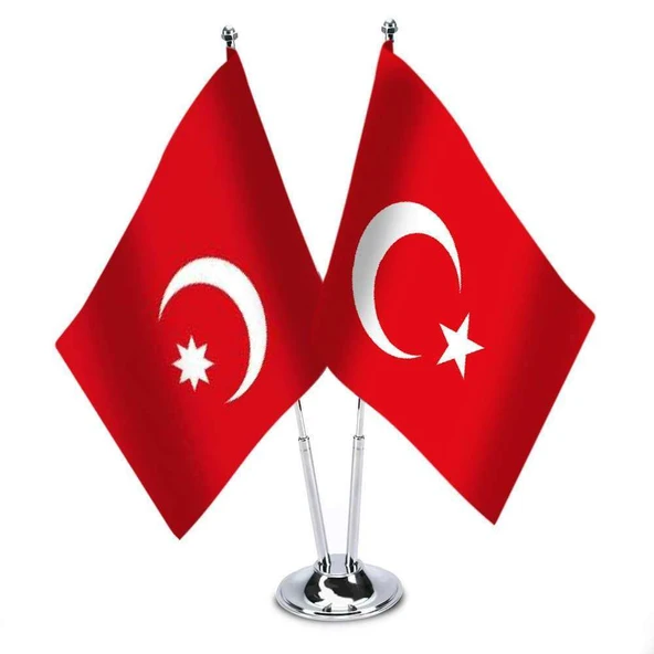 Son İmparatorluk Osmanlı - Türkiye -İkili Saten Masa Bayrağı ürün görseli 1