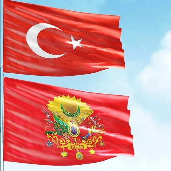 70x105 cm Alpaka Kumaş Türk Bayrağı ve 100x150 cm Raşel Kumaş Kırmızı Sancak Bayrak - 2 Bayrak Set ürün görseli 1