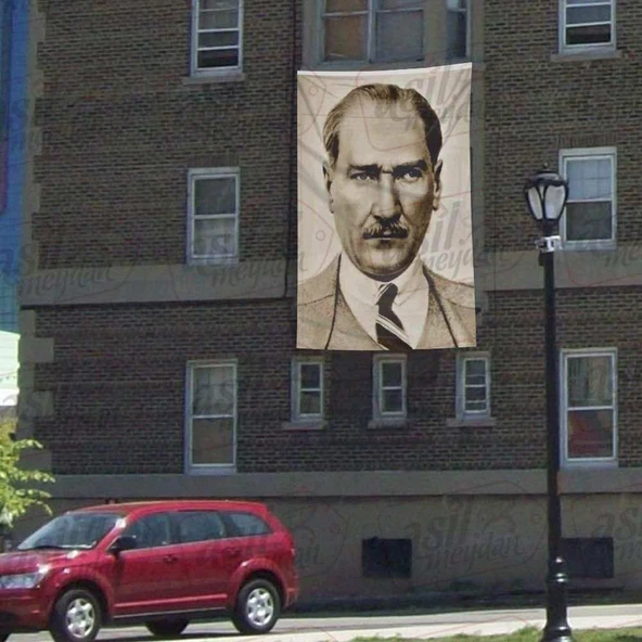 Sivil Gazi Mustafa Kemal Atatürk -Modern Takım Elbiseli Poster Cephe Bayrak - 300x450cm ürün görseli 1
