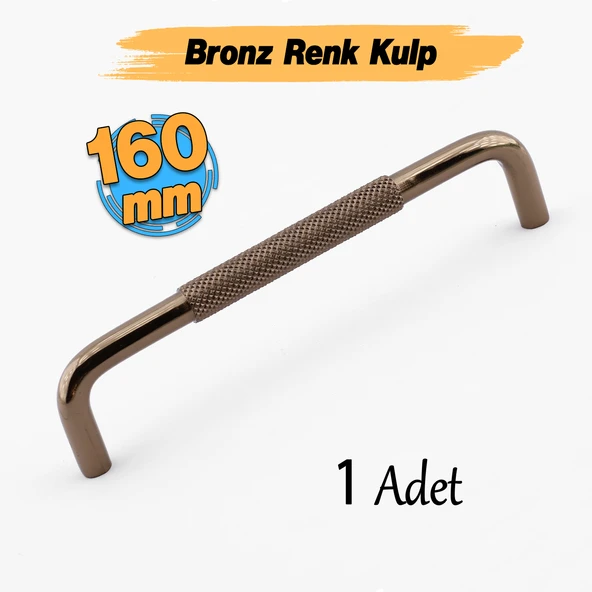 Tırtıklı Bronz Metal Kulp 160 mm 16 cm Mobilya Çekmece Dolap Dolabı Modern Kapak Kulpları ürün görseli 1