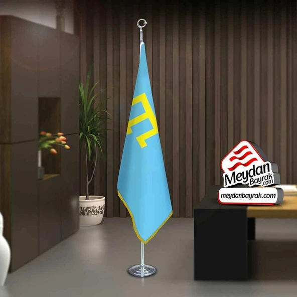 Kırım Hanlığı -Kırım Yurdu Bayrak -Ofis -Makam-Toplantı Odaları -Direkli -Saçaklı Makam Bayrağı ürün görseli 1
