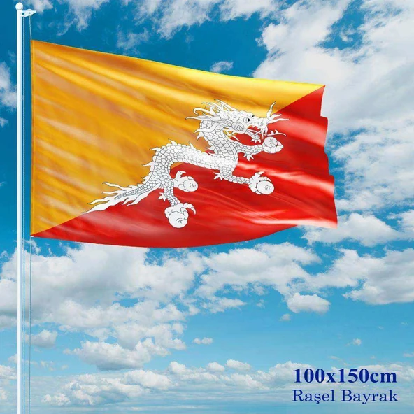 Bhutan Bayrağı - 100x150 cm (1 metre x 1,5 metre) - Raşel Kumaş ürün görseli 1