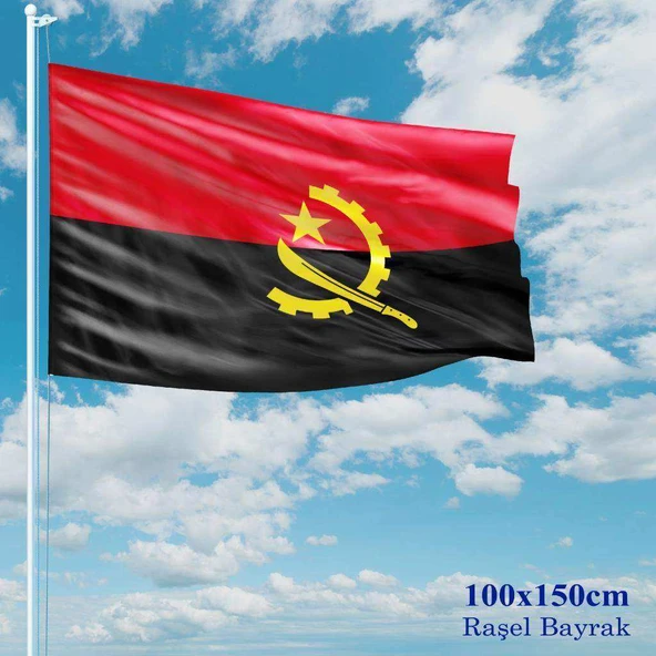 Angola Bayrağı - 100x150 cm (1 metre x 1,5 metre) - Raşel Kumaş ürün görseli 1