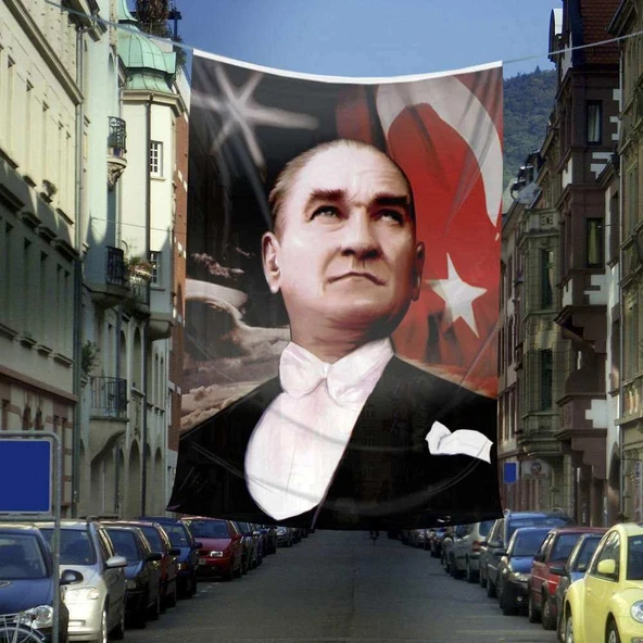 Ay-Yıldız -Mustafa Kemal Atatürk Poster Cephe Bayrak -600x900cm -6x9 metre ürün görseli 1