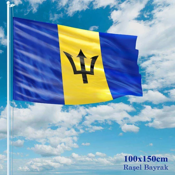 Barbados Bayrağı - 100x150 cm (1 metre x 1,5 metre) - Raşel Kumaş ürün görseli 1