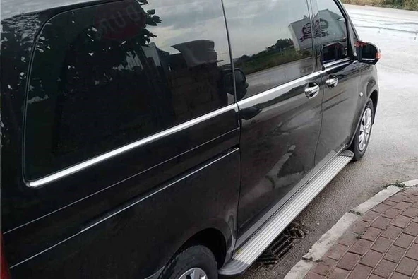 OMSA Mercedes Vito W447 Krom Cam Alt Çıtaları 8 Parça Tek Sürgülü Orta Şase 2014 ve Sonrası ürün görseli 1