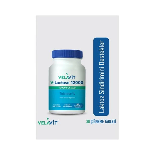 Velavit V-Lactase 12000 FCC ALU 30 Çiğnenebilir Tablet ürün görseli 1