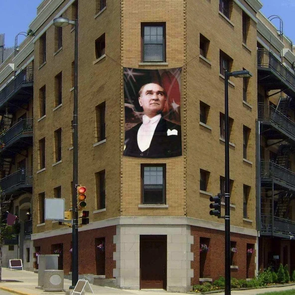Ay-Yıldız -Sivil Gazi Mustafa Kemal Atatürk Poster Cephe Bayrak -2x3 metre ürün görseli 1