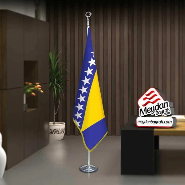 Bosna i Hercegovina -Bosna Bayrak -Ofis -Makam-Toplantı Odaları -Direkli -Saçaklı Makam Bayrağı ürün görseli 1