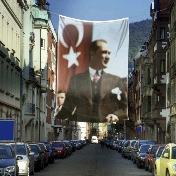 Sivil Gazi Mustafa Kemal Atatürk Poster Cephe Bayrağı - 4x6 metre ürün görseli 1