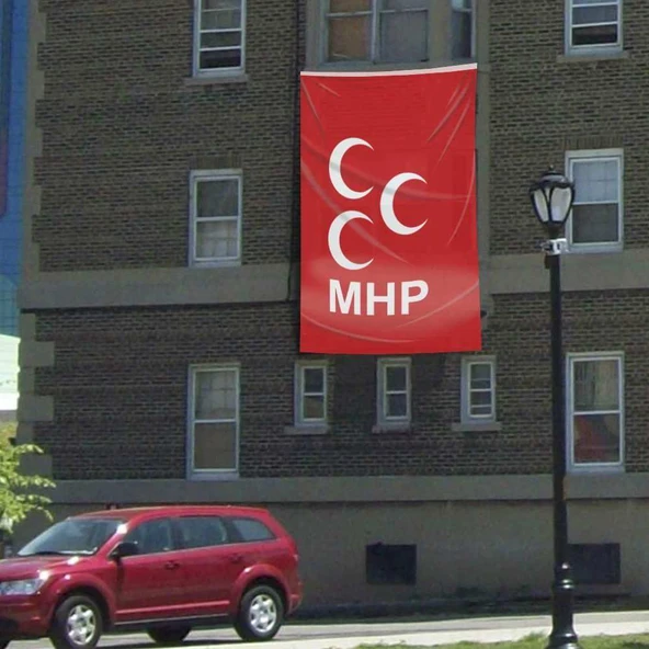 Bozkurt Hilal Kırmızı Sancak Bayrak MHP Raşel Kumaş (300x450 cm) Flama ürün görseli 1