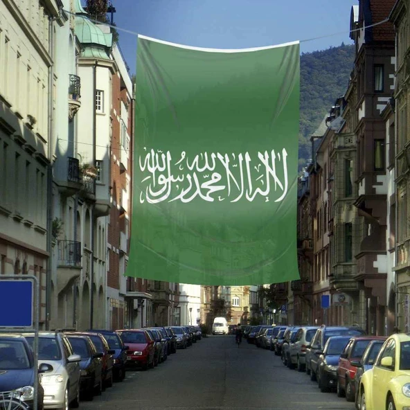 İslam Sancağı - Yeşil Düz Kelime-i Tevhid Bayrağı Raşel 400x600 cm ürün görseli 1