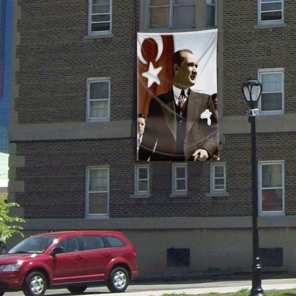 Ay Yıldız - Sivil Mustafa Kemal Atatürk Poster Cephe Bayrağı - 3x4,5 metre ürün görseli 1