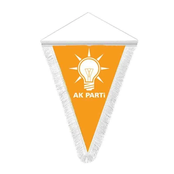 Turuncu Ak Parti-Saten Hatıra Üçgen Flama Bayrak ürün görseli 1