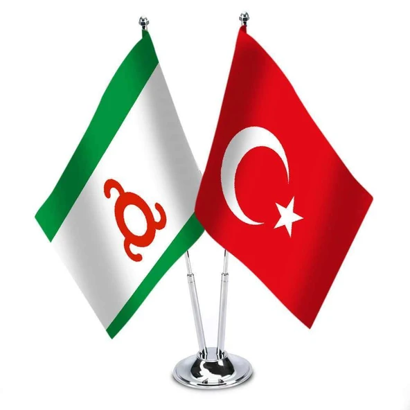İnguşetya Cumhuriyeti-Türkiye-Saten Masa Bayrağı ürün görseli 1