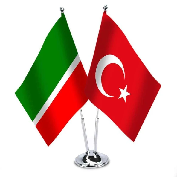 Tataristan - Türkiye - İkili Saten Masa Bayrağı ürün görseli 1