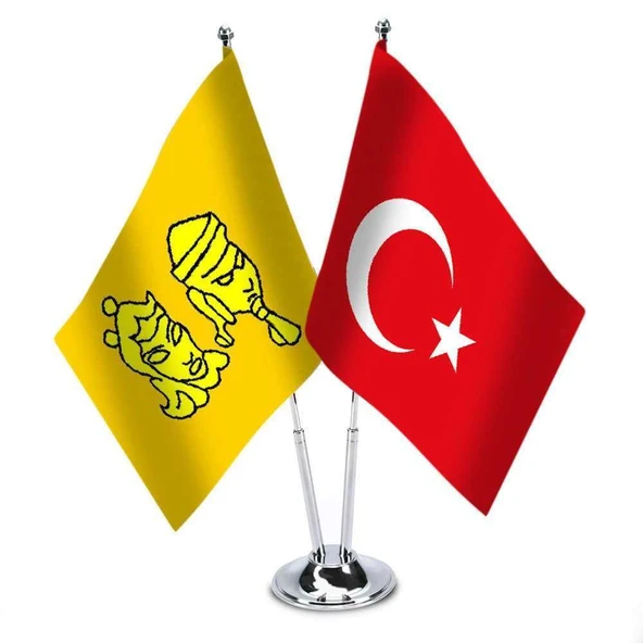 Uygur Devleti ve Türkiye - Saten Masa Bayrağı ürün görseli 1