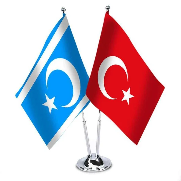 Irak Türkmenleri - Türkiye - Saten Masa Bayrağı ürün görseli 1