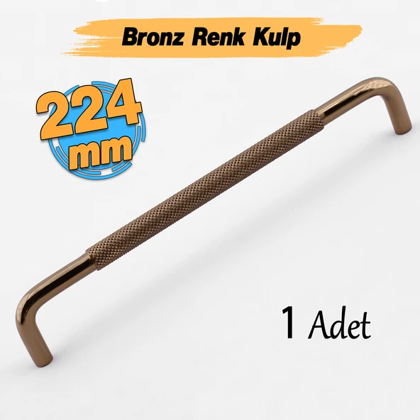 Tırtıklı Bronz Metal Kulp 224 mm 22.4 cm Mobilya Çekmece Dolap Dolabı Modern Kapak Kulpları ürün görseli 1