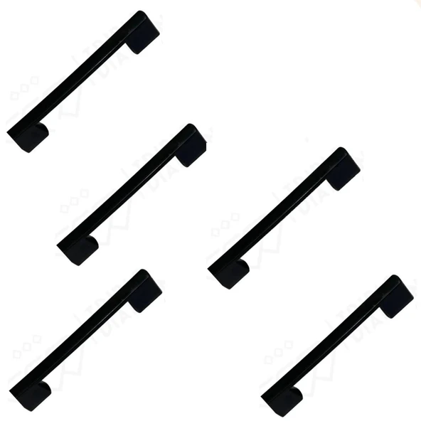 Lüx Çekmece Kulpları Dolap Mobilya Kulp Düz Siyah 96-128 mm Metal Kulp 5 Adet ürün görseli 1