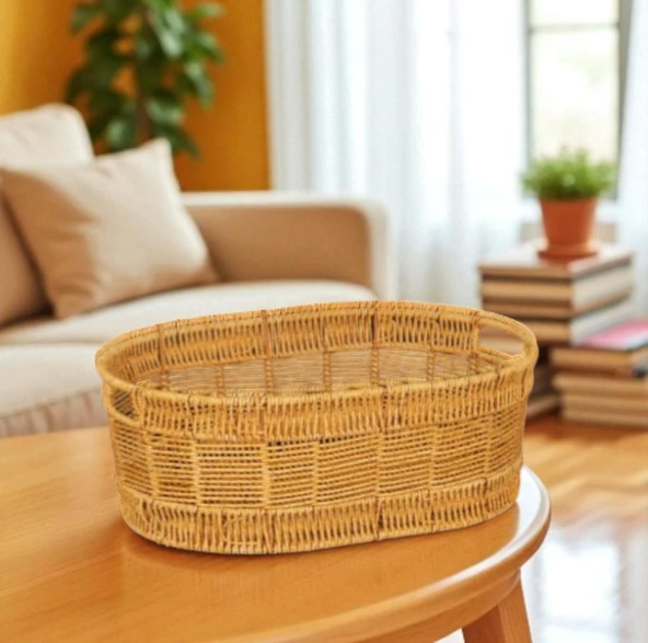 Oval Rattan Orta Boy Sepet - Resim 4