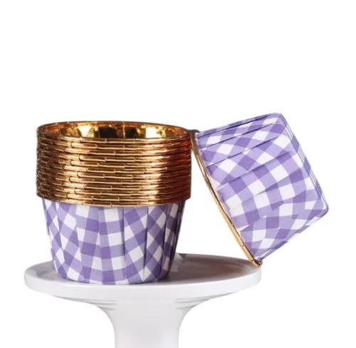 Cupcake/Muffin /Suffle Kek Kapsülü Mor Desenli 50 Li ürün görseli 1