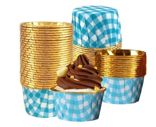 Cupcake/Muffin /Suffle Kek Kapsülü Mavi Desenli 50 Li ürün görseli 1
