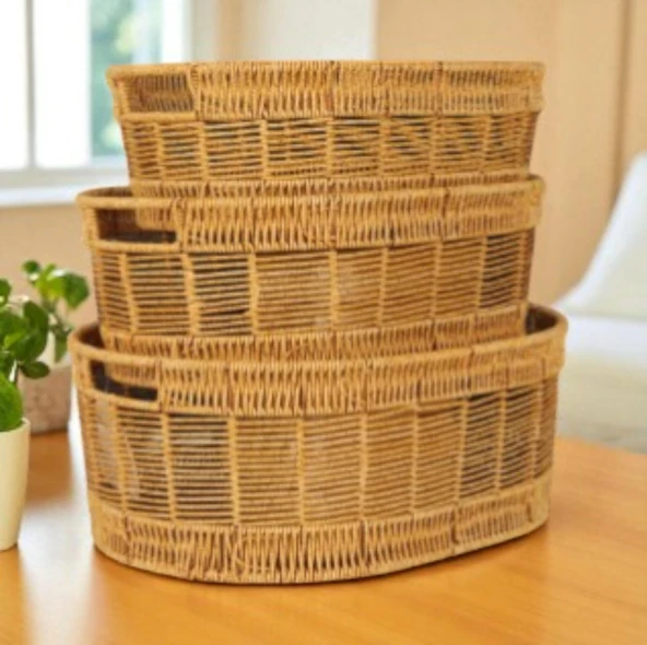 Oval Rattan Küçük Boy Sepet ürün görseli 1