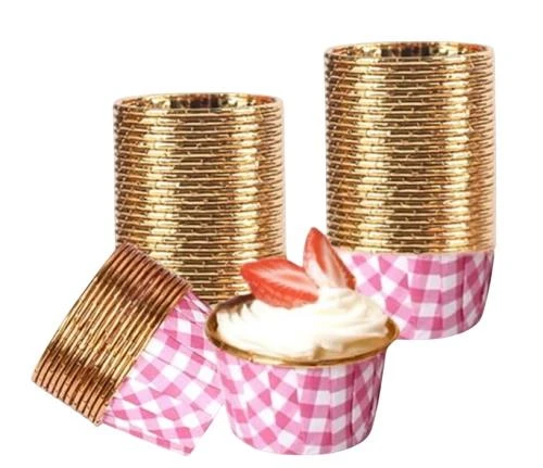Cupcake/Muffin /Suffle Kek Kapsülü Pembe Desenli 50 Li ürün görseli 1