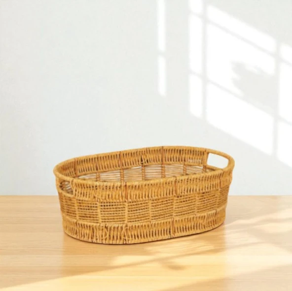 Oval Rattan Küçük Boy Sepet - Resim 4