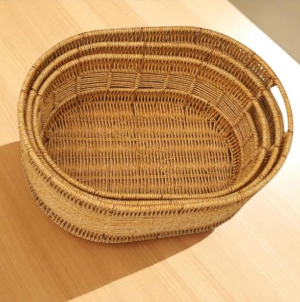 Oval Rattan Küçük Boy Sepet - Resim 3