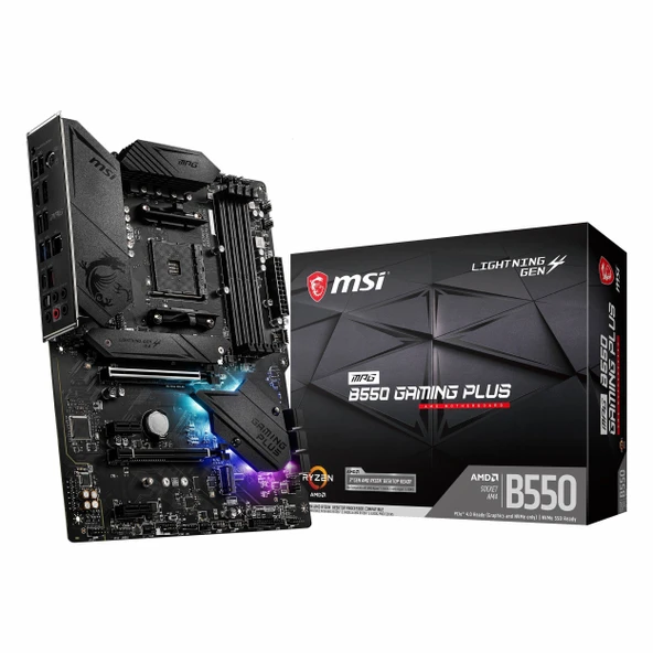 MSI MPG B550 Gaming Plus DDR4 (4400MHz)OC M.2 HDMI/DP/USB-C PCIe 4.0 AM4 ATX Anakart ürün görseli 1