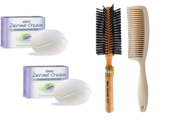 Dalan Derma Cream Nemlendirici Sabun 100GR x 2ADET Bio Care Tarak Saç Fırça Klasik Şekil Verme Fön 1+1 Adet ürün görseli 1