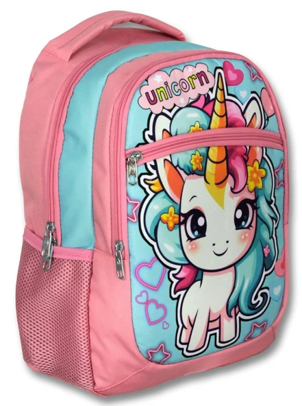Ümit Çanta Üç Gözlü Kız Çocuk İlkokul Çantası - Bebek Unicorn - Pembe Turkuaz - 5048 ürün görseli 1