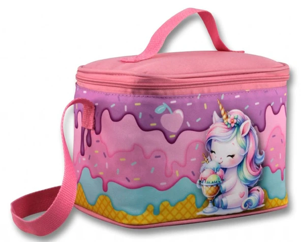 Ümit Çanta Termoslu/Isı Yalıtımlı Beslenme Çantası - 5004 - Dondurma Yiyen Unicorn, Mor Pembe (Kız Çocuk) ürün görseli 1