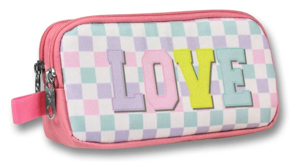 Ümit Çanta Pembe Sarı Love Desenli Kalem Çantası - Kız Çocuk - 5085 ürün görseli 1