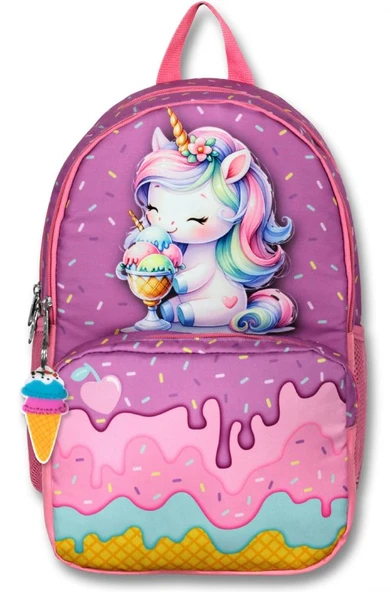 Cennec 5003 (Dondurma Yiyen Unicorn - Mor Pembe - Kız Çocuk) Okul Çantası ürün görseli 1