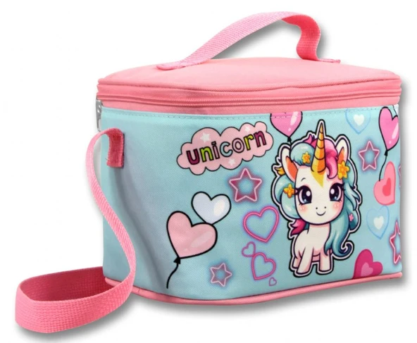 Ümit Çanta 5049 Isı Yalıtımlı Kız Çocuk (Bebek Unicorn Baskılı, Pembe Turkuaz Renkli) Beslenme Çantası ürün görseli 1