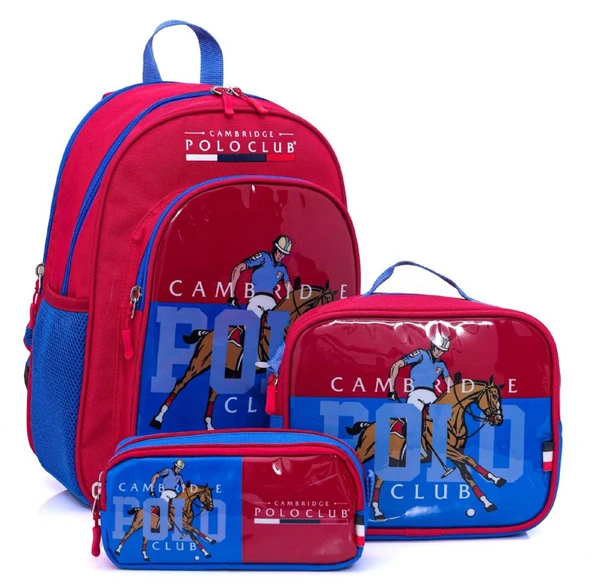 Cambridge Polo Club Riders Edition 3'lü Erkek İlkokul Çanta Seti - Saks Mavi - PLCAN2114 ürün görseli 1