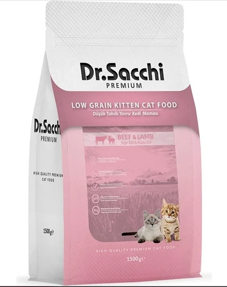 Dr.Sacchi Premium Düşük Tahıllı Açık Yavru Kedi Maması 1 Kg ürün görseli 1