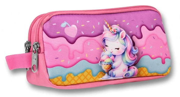 Ümit Çanta Mor Pembe Dondurma Yiyen Unicorn Desenli Kalem Çantası - Kız Çocuk - 5005 ürün görseli 1