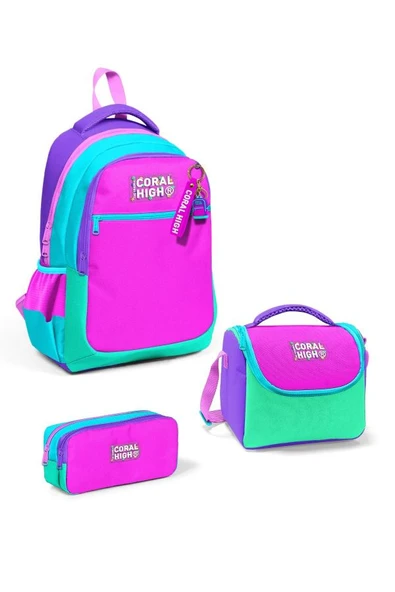 Coral High Kids Çok Renkli 3'lü Okul Çanta Seti SET0114426 - Kız ürün görseli 1