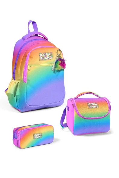 Coral High Kids Renk Geçişli 3'lü Okul Çanta Seti SET0114425 - Kız ürün görseli 1