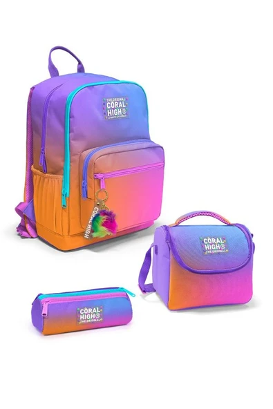 Coral High Renk Geçişli 3'lü Okul Çanta Seti SET0123675 - Kız ürün görseli 1